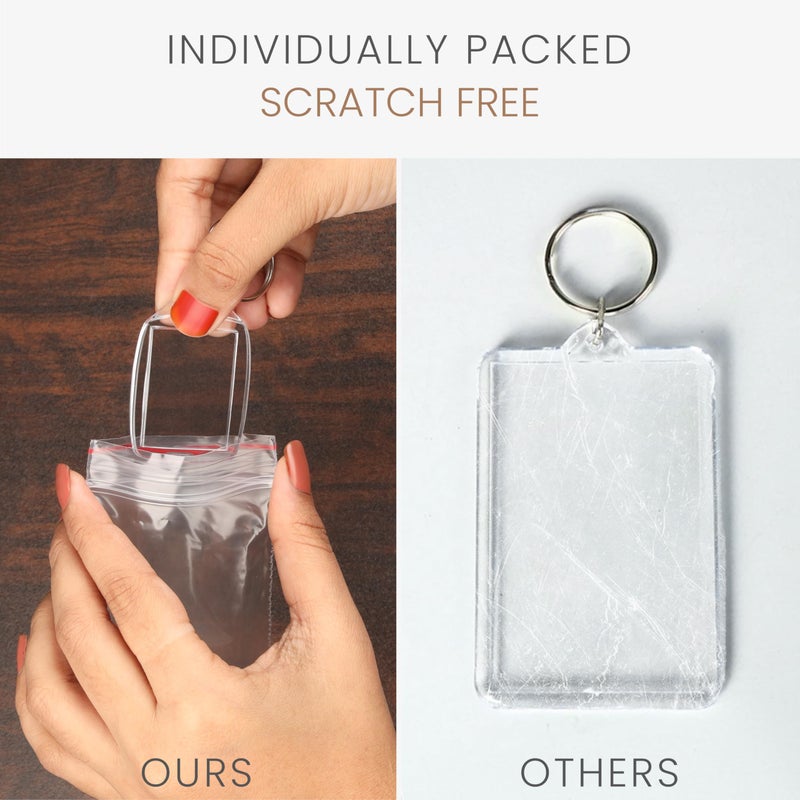 Kurtzy 100pcs Photo Keyring - 45mm X 35mm Photo Keyrings - Blank Keyrings for Photos - Translucent Clear Acrylic Key Rings with Split Ring - Double Sided Keyring Multipack - Image 3